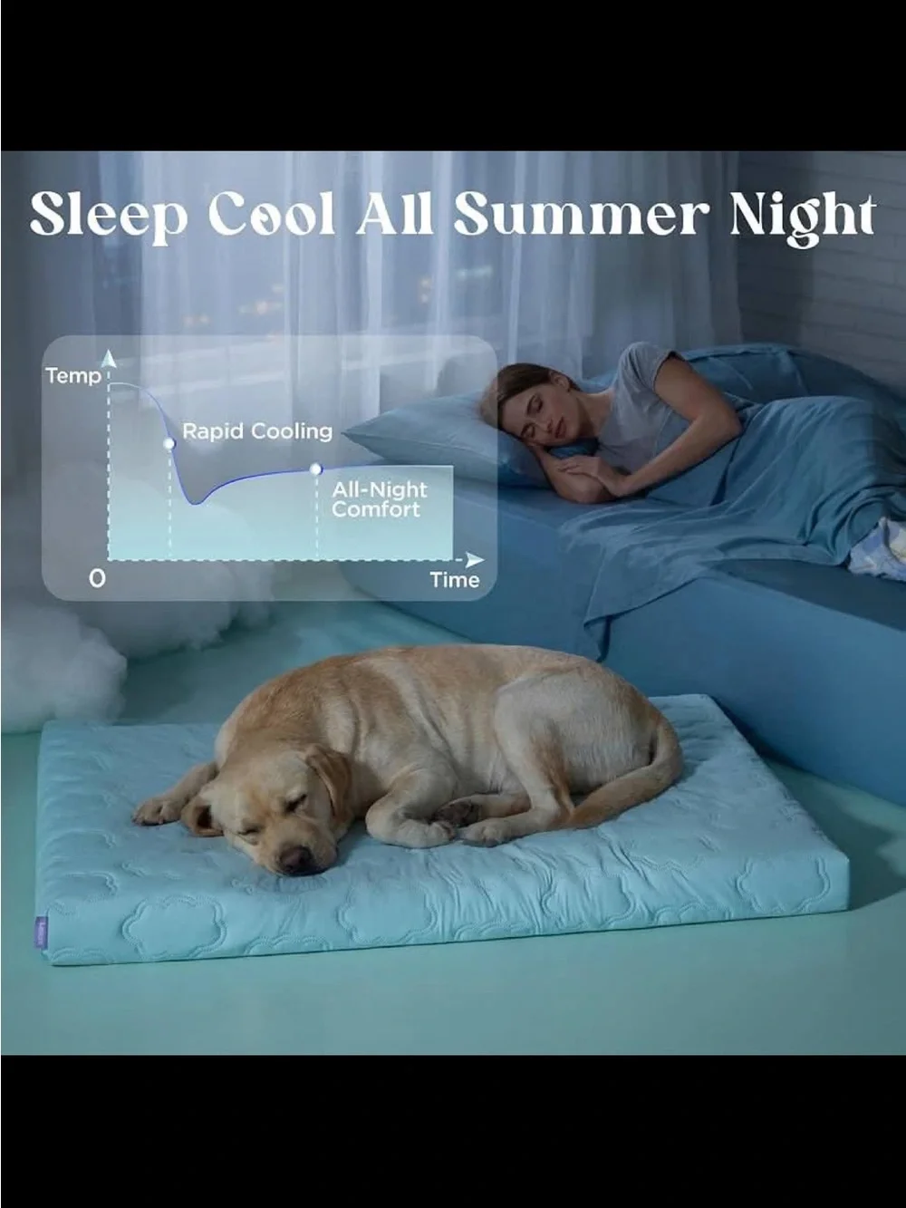 BESURE SUPER FRESH BLUE COOLING ORTHOPEDIC MATTRESS PAD FOR PETS